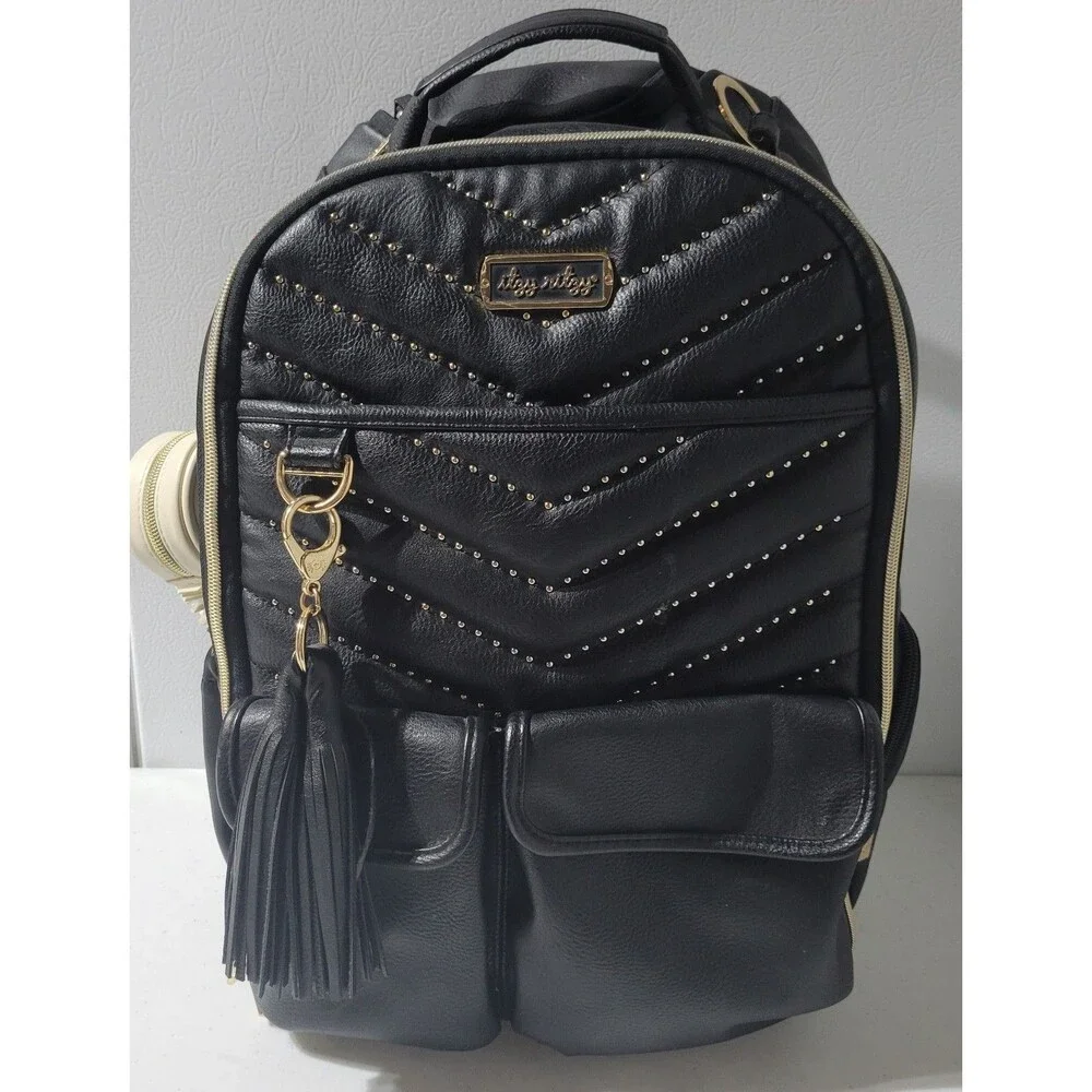 Itzy ritzy black diaper bag backpack with wipe container & Pouch